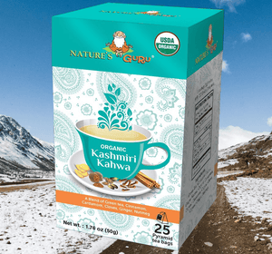 Nature's Guru Organic Kashmiri Kahwa Pyramid Tea Bags - 25 CT Box